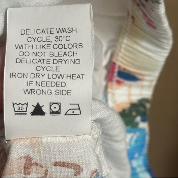 The Cat’s Pajamas Santorini Print Cotton Lounge Pants White Blue Size Medium - Picture 6 of 11